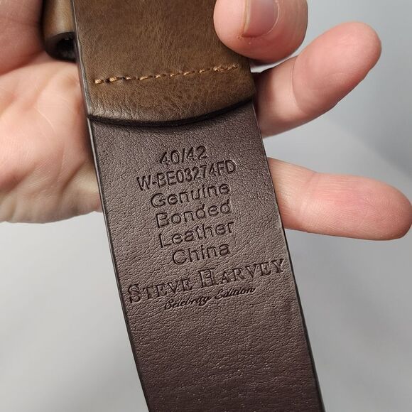 Steve Harvey Belt Brown Genuine Bonded Leather Men's  Size 40/42 - Picture 2 of 5